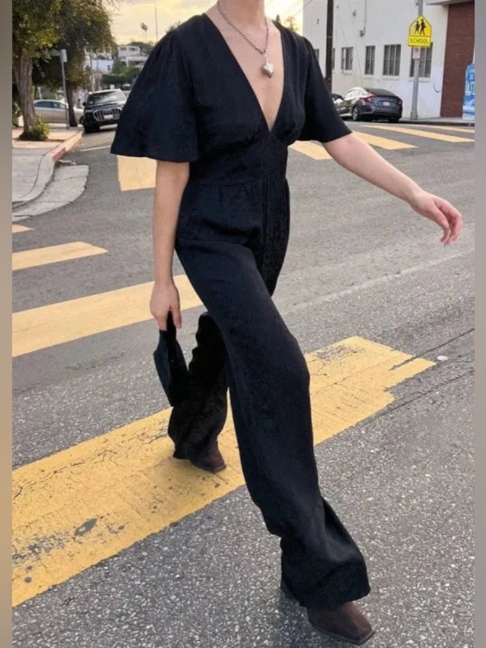 Lisa Says Gah Cassandra Jumpsuit in Ink, size L